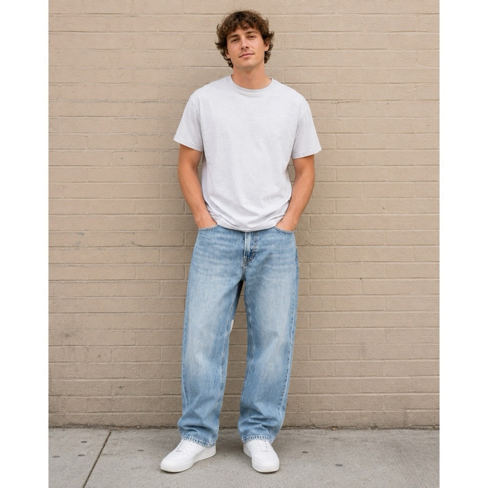 NEW Old Navy 90s Baggy Jeans Men's Size 33x32 Light Wash 100% Cotton